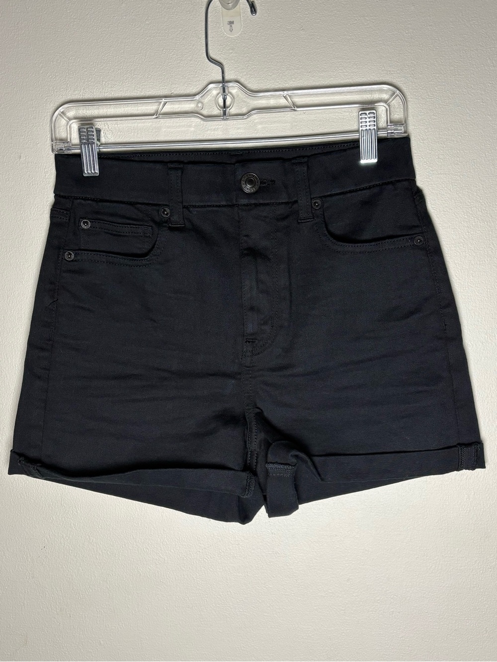 American Eagle Next Level Stretch Black Ultra High-Rise Denim Shortie Shorts 6